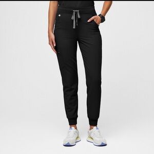 New FIGS High Waisted Zamora Scrub Pants Petite Medium Black NWT
